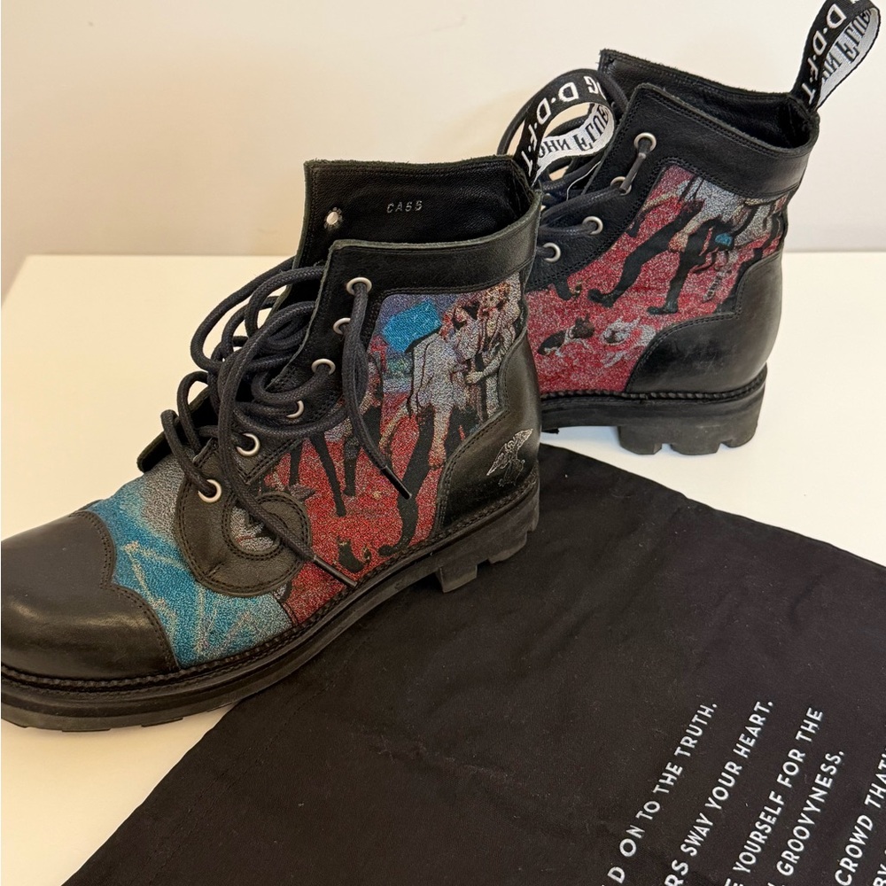 Fluevog Limited Edition Derby Swirl Tapestry Boots - Picture 3 of 10